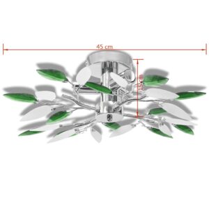 vidaXL Taklampa med kristallöv 3 E14 glödlampor vit & grön - Bild 4