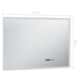 vidaXL Badrumsspegel LED med touch-sensor och tidsdisplay 100x60 cm - Bild 7