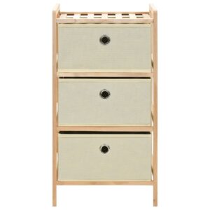 vidaXL Förvaringshyllor 2 st med 3 tygkorgar cederträ beige - Bild 4