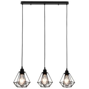 vidaXL Taklampa med diamantdesign svart 3 x E27-lampa - Bild 2