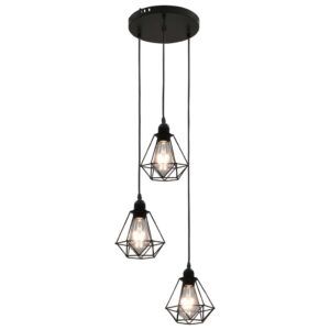 vidaXL Taklampa med diamantdesign svart 3 x E27-lampa - Bild 2