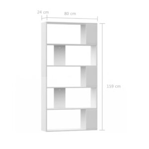 vidaXL Bokhylla/Rumsavdelare vit 80x24x159 cm spånskiva - Bild 7