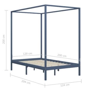 vidaXL Sängram himmelsäng grå massiv furu 120x200 cm - Bild 7