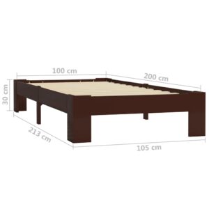 vidaXL Sängram mörkbrun massiv furu 100x200 cm - Bild 6