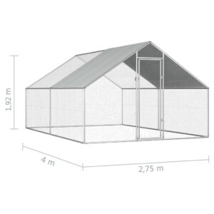 vidaXL Hönsbur för utomhusbruk 2,75x4x1,92 m galvaniserat stål - Bild 6