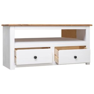 vidaXL TV-bänk hörn vit 93x49x49 cm massiv furu panama - Bild 3