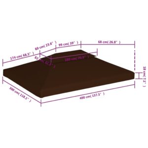 vidaXL Paviljongtak med ventilering 310 g/m² 4x3 m brun - Bild 6