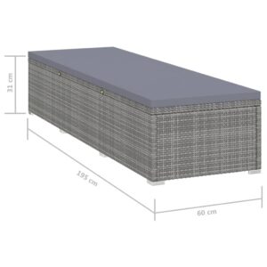 vidaXL Solsäng med dyna konstrotting grå - Bild 8