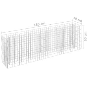 vidaXL Planteringsgabion upphöjd galvaniserat stål 180x30x60 cm - Bild 7