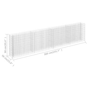 vidaXL Planteringsgabion upphöjd galvaniserat stål 360x30x90 cm - Bild 7