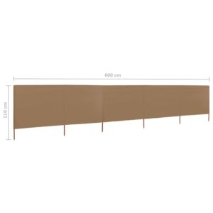 vidaXL Vindskydd 5 paneler tyg 600x80 cm taupe - Bild 6