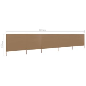 vidaXL Vindskydd 5 paneler tyg 600x160 cm taupe - Bild 6