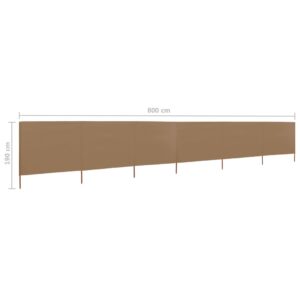 vidaXL Vindskydd 6 paneler tyg 800x160 cm taupe - Bild 6