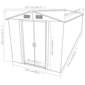 vidaXL Trädgårdsskjul grön 257x990x181 cm galvaniserat stål - Bild 9