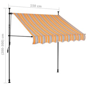 vidaXL Markis manuellt infällbar med LED 150 cm gul och blå - Bild 8