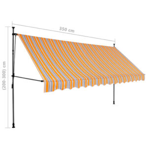 vidaXL Markis manuellt infällbar med LED 350 cm gul och blå - Bild 8