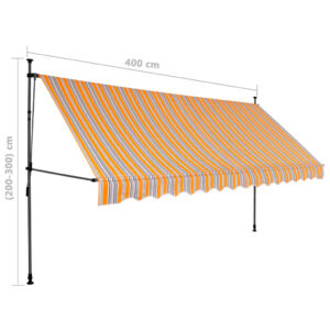 vidaXL Markis manuellt infällbar med LED 400 cm gul och blå - Bild 8