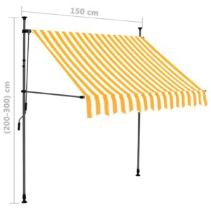 vidaXL Markis manuellt infällbar med LED 150 cm vit och orange - Bild 8