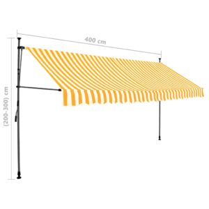 vidaXL Markis manuellt infällbar med LED 400 cm vit och orange - Bild 8