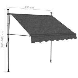 vidaXL Markis manuellt infällbar med LED 150 cm antracit - Bild 8