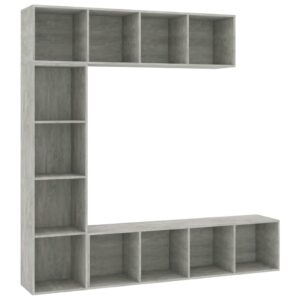 vidaXL Bokhylla/TV-bänk 3 delar set betonggrå 180x30x180 cm - Bild 2