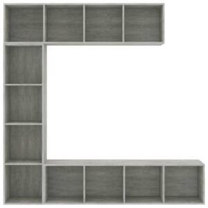 vidaXL Bokhylla/TV-bänk 3 delar set betonggrå 180x30x180 cm - Bild 4