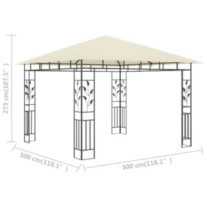 vidaXL Paviljong med myggnät 3x3x2,73 m gräddvit 180 g/m² - Bild 6