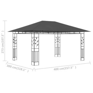 vidaXL Paviljong med myggnät 4x3x2,73 m antracit 180 g/m² - Bild 6