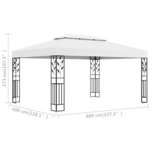 vidaXL Paviljong med dubbeltak 3x4 m vit - Bild 6