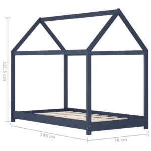 vidaXL Barnsäng grå massiv furu 70x140 cm - Bild 8