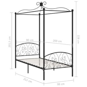 vidaXL Himmelsäng svart metall 90x200 cm - Bild 6