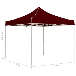 vidaXL Hopfällbart partytält aluminium 2x2 m vinröd - Bild 6