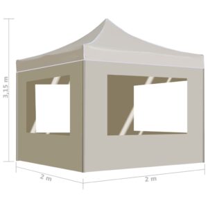 vidaXL Hopfällbart partytält med väggar aluminium 2x2 m gräddvit - Bild 9