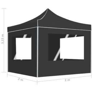 vidaXL Hopfällbart partytält med väggar aluminium 2x2 m antracit - Bild 9