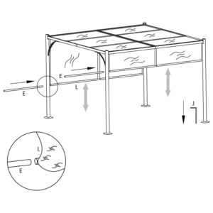 vidaXL Pergola med justerbart tak gräddvit 3x3 m stål - Bild 6