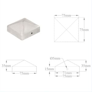 vidaXL Stolphattar pyramid 6 st galvaniserad metall 71x71 mm - Bild 9