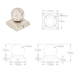 vidaXL Stolphattar klot 6 st rostfritt stål 71x71 mm - Bild 9