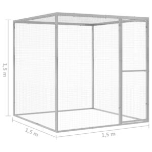 vidaXL Kattbur 1,5x1,5x1,5 m galvaniserat stål - Bild 5