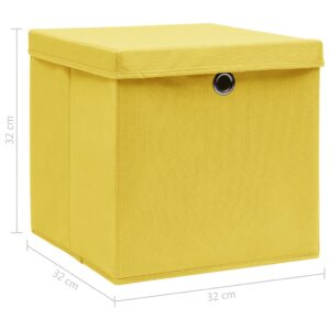 vidaXL Förvaringslådor med lock 4 st gul 32x32x32 cm tyg - Bild 6