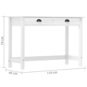 vidaXL Avlastningsbord Hill med 2 lådor 110x45x74 cm massiv furu - Bild 7