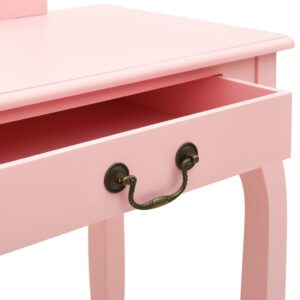 vidaXL Sminkbord med pall rosa 65x36x128 cm kejsarträ MDF - Bild 7