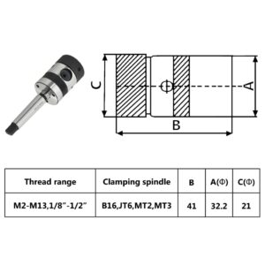 vidaXL Gängchuck B16 med MT2-skaft för invändig gänga M2-M13 - Bild 9