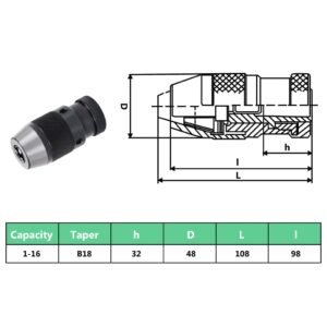 vidaXL Snabbchuck MT2-B18 med 16 mm spännvidd - Bild 9