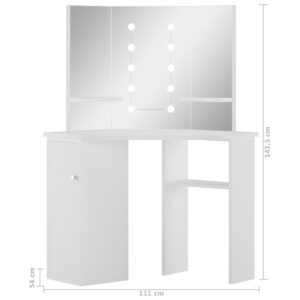 vidaXL Sminkbord med LED-lampor hörn vit - Bild 12