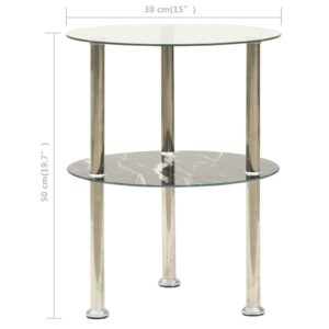 322789 vidaXL 2-Tier Side Table Transparent & Black 38 cm Tempered Glass - Bild 5