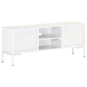 vidaXL TV-bänk vit 115x30x46 cm massivt grovt mangoträ - Bild 11