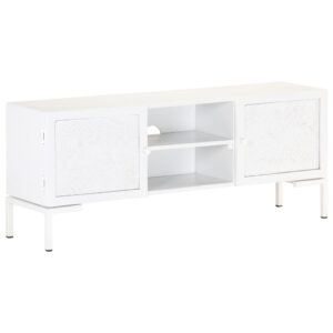 vidaXL TV-bänk vit 115x30x46 cm massivt grovt mangoträ - Bild 12