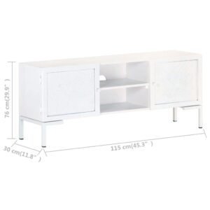 vidaXL TV-bänk vit 115x30x46 cm massivt grovt mangoträ - Bild 9