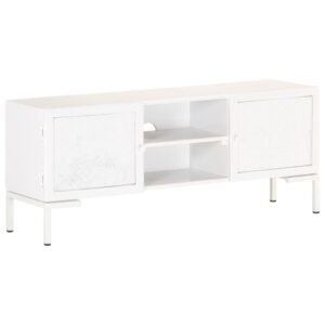 vidaXL TV-bänk vit 115x30x46 cm massivt grovt mangoträ - Bild 10