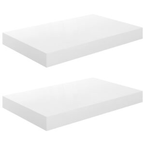 vidaXL Svävande vägghyllor 2 st vit högglans 40x23x3,8 cm MDF - Bild 2